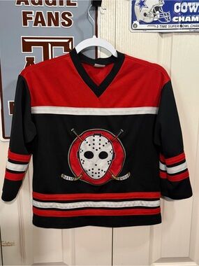 Spirit Black and Red V-Neck Jersey